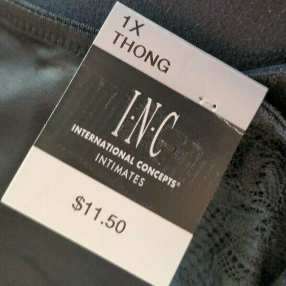 INC International Concepts Womens Thong Bikini Panty Deep Black Plus Size 1X NEW - Picture 4 of 10